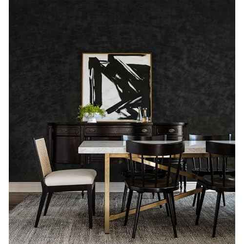 Yasinet Peel and Stick Wallpaper Black Removable Wallpaper Modern Black Contact Paper Dark Thicken Self Adhesive Textured Wall Paper for Cabinets Badroom Waterproof Vinyl 78.7"x 15.7"