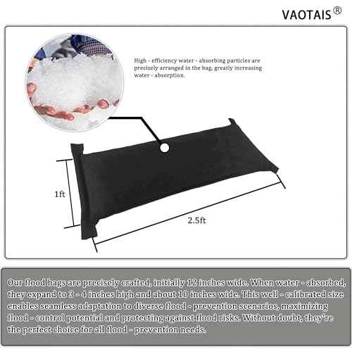 2.5ft x 1ft Self - Absorbing & Expandable Flood Bags - Evenly - Placed Absorbents, Super - Convenient Use - Ideal for US Homes, Garages, Warehouses, Stores & All Entrances (2.5ft * 1ft (Pack of 4))