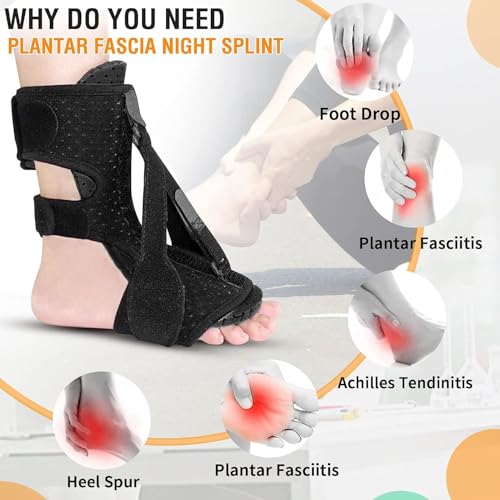 Plantar Fasciitis Night Splint,Upgrade 3 Adjustable Plantar Fasciitis Relief Brace,Adjustable Aluminum Bar Inside,for Pain Relief Fasciitis,Achilles Tendonitis,Foot Drop with Women Men