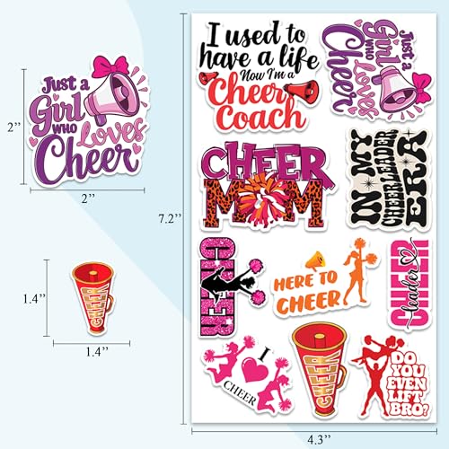 Cheerleader Stickers 50 Pieces Vinyl Waterproof Decal for Laptop Water Bottle Phone Car Window Guitar Stakeboard Scrapbook Sticker Cheerleading Gifts