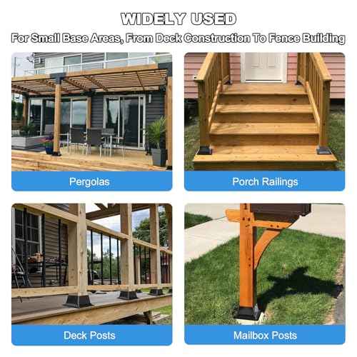 4x4 Post Base 10Pcs-Inner Size 3.6x3.6-Heavy Duty Metal Post Brackets-Deck Post Anchors-Solid Steel-Powder Coated-Wood Post Holder for Porch Handrail Railing Pergola Fence Pavilion-Support Deck Base