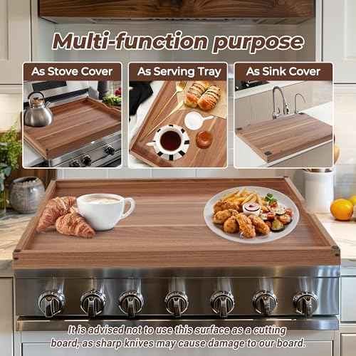 Wolki Noodle Board Stove Covers - 30"L x 22"W x 2.5"Th Heavy-Duty Gas & Electric Stove Top Cover with Built-in Handles for RV and Wooden Serving Tray