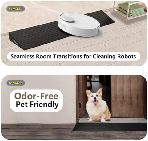 Threshold Ramp for Doorways 1.2" Rise- Odorless Indoor Entry Ramp- Non-Slip& Cuttable Handicap Ramp for Wheelchairs, Robot Vacuum Cleaners, Scooters, Strollers- Black- 1.2″Rise (31.5″×7.1″)