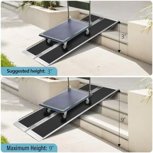 MOTORHOT 3ft Wheelchair Ramp, 600 lbs Capacity Portable Non-Slip Aluminum Folding Handicap Home Steps Scooter Door Threshold Ramp for 3-9 inch Step, 28in Wide, Black