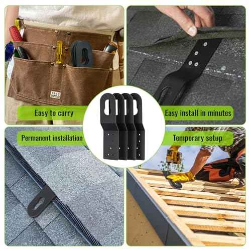 Permanent Roof Anchors, Aluminum Alloy roof anchors for fall protection Roofing Anchor Hitch Clip Connects To Wood Surfaces 4-Pack