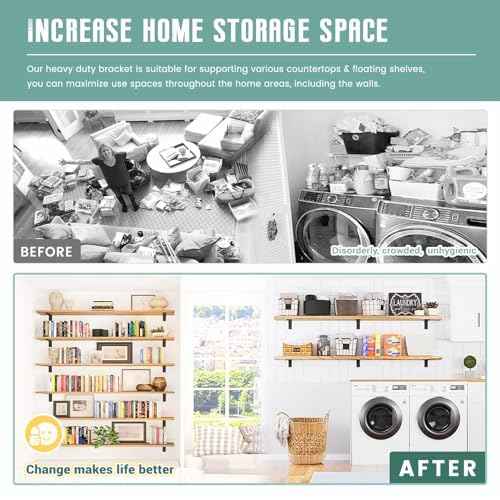 Countertop Support Brackets 2 Pack L Bracket Countertop Brackets 20" x 8" x 2.5" Heavy Duty 3/8" Thick Shelf Brackets Metal Corbels L Shape Bracket for Wood Shelf/Quartz/Granite/Concret Countertops