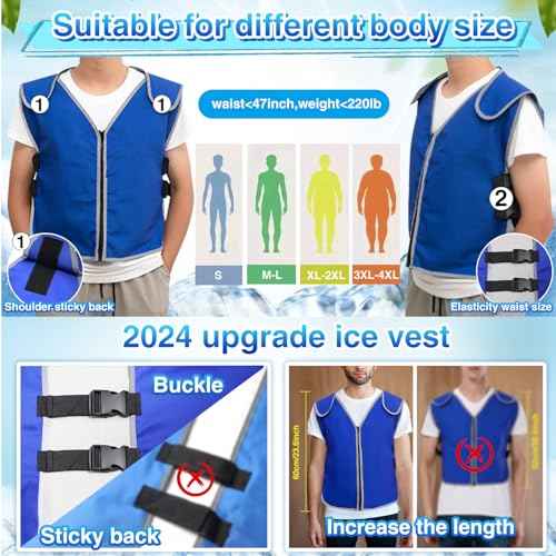 Cooling Vest With 20pcs Ice Packs for Men Women - Ice Cold Vest Adjustable Cool Jacket for Working Hot Weather