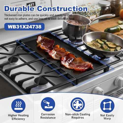 WB31X24738 Griddle Replacement for GE Stove - Cast Iron Center Griddle Plate, Compatible with GE Gas Range Cooktop Models JGB700, JGB660, JGB735, JGB860, JGBS66, Replaces WB31X24998, WB31X49806