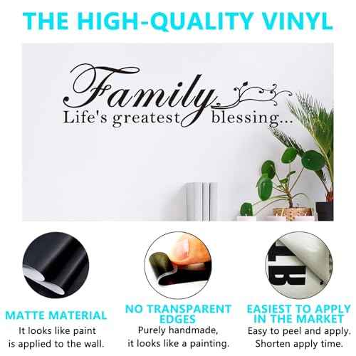 Inspirational Family Wall Stickers for Bedroom: Home Quotes Motivational Vinyl Art Wall Decals for Living Room Kitchen Apartment Bathroom - Family Life's Greatest Blessing 25" X 7"
