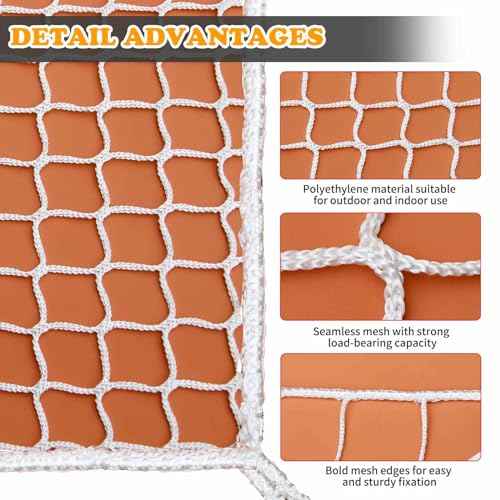 Balcony Netting for Pets£¬Apartment£¬Stair£¬Trampoline£¬Playground£¬Child Safety Rope Net£¬Driveway Net for Kids Safety£¬Baseball Softball Net Sports Netting (3.3ft¡¿9.9ft, White)