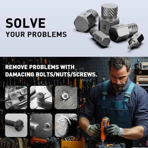 Screw Extractor Set, 25 Piece Easy Out Bolt Extractor Set, Multispline Screw and Hex Head, for Removing Broken Studs, Bolts, Screws, 1/8 Inch to 7/8 Inch in 1/32-Inch Increment, Tools Gifts for Men