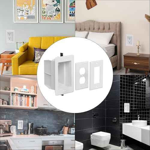 Recessed Electrical Box - Single Gang, for Wall Mount TV, Antenna, Phone & Cable, Suitable for GFCI & Standard Outlet (2 Pack)