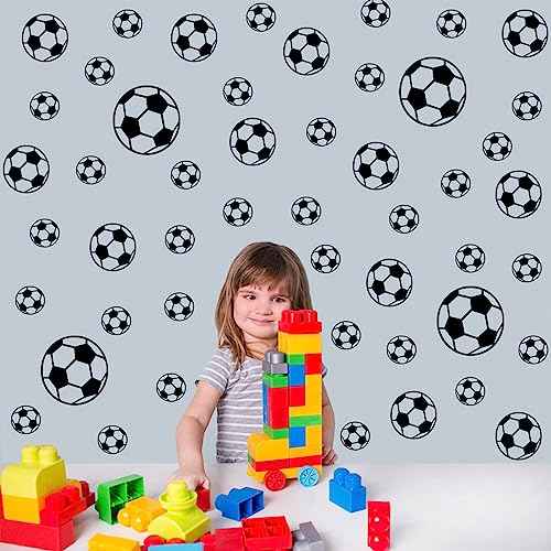 44 Pcs Soccer Stickers, Easy to Peel and Stick Soccerball Stickers Wall Art DIY Football Wall Decal for Boys Bedroom Sport Bedroom Decor Playroom Living Room Decorations for Kids Room