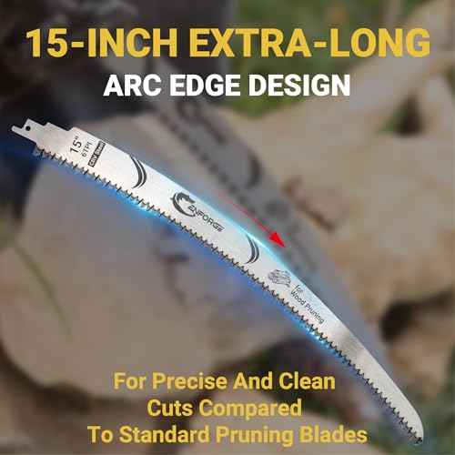 Japanese Teeth Wood Pruning Reciprocating Saw Blades, 15 Inch, 6 TPI, Arc Edge Wood Pruning Saw Blades for Tree Trimming, for Sawzall Blades for Trees (5 Blades)