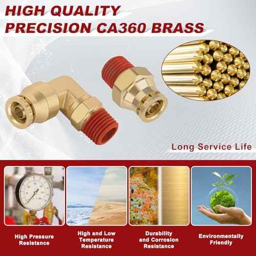 3/8¡± Quick Push to Connect Fittings Brass Male Straight and Elbow Combination DOT Approved 3/8" Tube OD x 1/4" NPT Thread Air Brake Line Adapter Air Suspension Kit Air Hose Repair Kit 30pcs