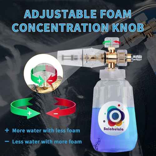 Foam Cannon with Dual Connector, Balabulala Dual Connector Foam Cannon with 5000PSI Pressure Washer Gun,7 Nozzles, 1/4" Quick Connect