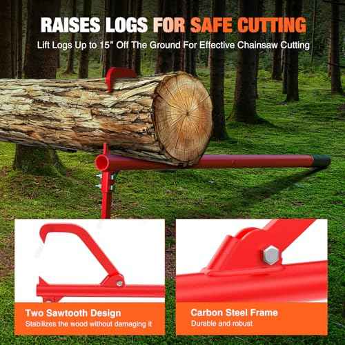 Yesker 51" Cant Hook for Log Roller Logging Tools with Adjustable Steel Cant Hooks Rubber Grip Heavy Duty Timberjack Log Lifter Mover Jack Firewood Tools for Rolling Raising up to 15" Diameter, Red