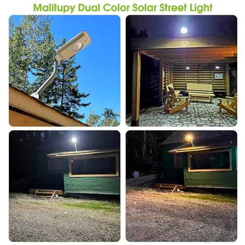 Solar Street Lights Outdoor, Cool White/Warm White Solar Street Light Dusk to Dawn/Motion Sensor, 1300LM IP65 Waterproof with Remote, Dimmable Area Security Light for Yard Path Driveway