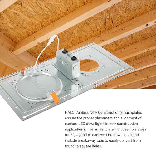 HALO New Construction Rough-in Mounting Smash Plate for 3/4/6 Inch Canless LED Lights, Made of Galvanized Steel, 12-Pack - SP346RS-12PK