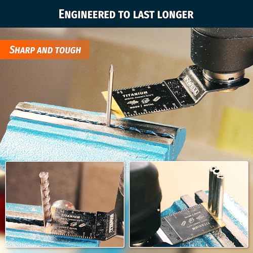 3pcs Titanium Oscillating Tool Saw Blades, Quick Release for Cutting Construction Wood, Plastic, and Metal. Compatible with Dewalt, Bosch, Milwaukee, Ryobi, and More!