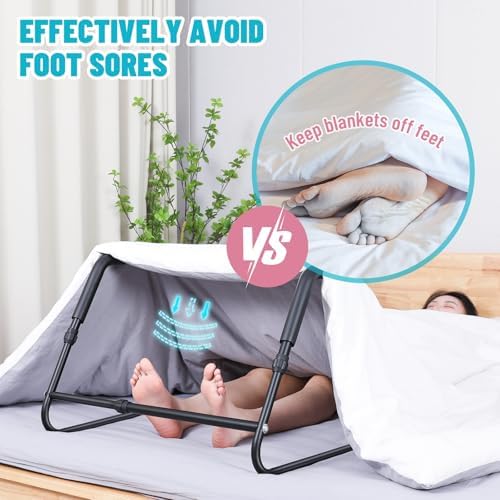 Blanket Lifter for Feet on The Bed–Height & Width Adjustable Bed Cradle for Feets, Keep Blankets Off Feet with Stable Triangle Structure, Anti-Slip Design & Convenient Storage