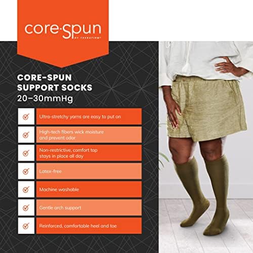 Core-Spun 20-30mmHg Moderate Graduated Compression Support Knee High Socks