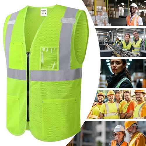 JKSafety Safety Vest for Men Women 10 PCS Hi Vis Construction Vest Reflective Class 2 High Visibility Meet ANSI Standard