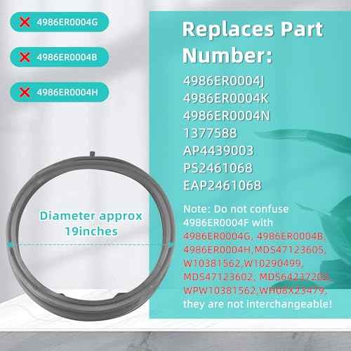 4986ER0004F Washer Door Boot Seal with 383EER4001A Kit by AMI PARTS- Fit for L-G, Ken-more Front Load Washer Gasket Parts with Drain Port, Replaces 4986ER0004J 4986ER0004K 4986ER0004M 4986ER0004N