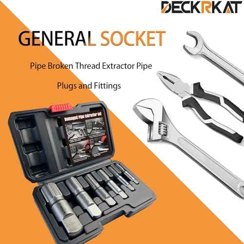 Heavy-Duty Pipe Extractor Set ? 6 Piece Broken Pipe Removal Tool Kit for 1/8" to 1" Threaded Pipes and Fittings Including 1/8" 1/4" 3/8" 1/2" 3/4" 1" National Standard Pipes, with Rugged Storage Case.
