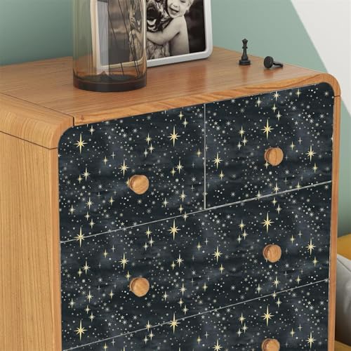 Black Peel and Stick Wallpaper Retro Star Wall Stickers Self Adhesive Wallpaper Yellow Starburst Contact Paper for Ceiling Decor Sparkle Art Mural Decals for Cabinets Bedroom Living Room,15.7" x 47.2"