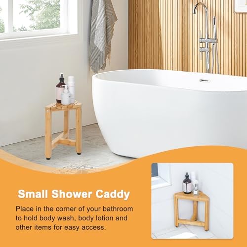 TYYIHUA 13.2" Shower Foot Rest for Shaving Legs,Corner Shower Stool, Small Bathroom Bench Suitable for Small Shower Spaces-Waterproof Shower Stool for Inside Shower Triangle