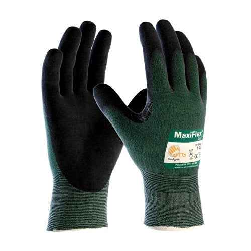 MaxiFlex 34-8743 Resistant Nitrile Coated Work Gloves with Green Knit Shell and Premium Coated Micro-Foam Grip