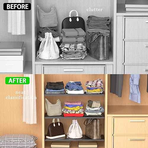 Adjustable Closet Shelves Organizers, Expandable for Cabinet Rack Storage Wardrobe Tension Shelving for Pantry Cupboard Kitchen (2 Perforated, W:7.87" x L: 17" to 31")