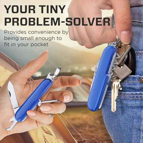 Small Pocket Knife 6 in 1 - Keychain Multitool - Compact Kids Pocket Knife with Bottle Opener, Can Opener, Corkscrew, Phillips Screwdriver - EDC Gift for Men, Women, Camping, Hiking, Travel - 5005