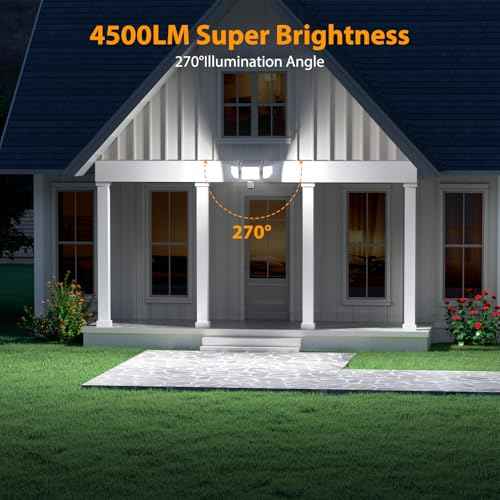 Onforu 4500LM Solar Lights Outdoor, 3 Heads Security Lights with Remote Control, IP65 Waterproof Motion Sensor Lights, 3 Modes Flood Lights for Wall, Porch, Yard, Outside, 3 Pack