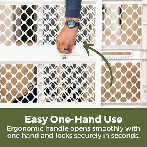 Toddleroo by North States - Renew 100% Recycled Plastic Baby Gate for Doorway; Sturdy for Indoor & Outdoor Use: Pressure Mounted, No Drill Gate; Made in USA; 26" to 42" Wide, 26" Tall; Pure White