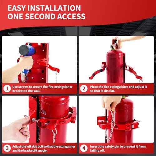 New Fire Extinguisher Mount, Heavy Duty Fire Extinguisher Bracket St12 Steel, Fits 10lb Dry/5lb CO2 Extinguisher, for Truck Garage Boat, Replaces Amerex 809, 3-Yr Service