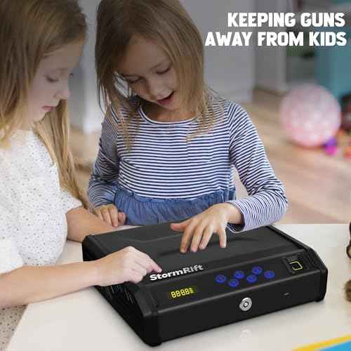 Gun Safe, Biometric Gun Safes for Handgun with 3 Ways Unlock Fingerprint Digital PIN Key Fingerprint Quick Access Pistol Safe for Car Nightstand Living Room