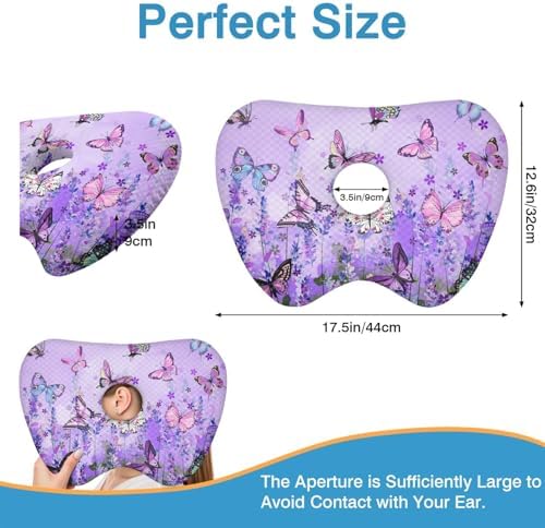 Ear Piercing Pillow for Side Sleepers Pillows with Holes for Ear Pain,Donut Pillow for Ear Side Sleeping Pillow for Adults CNH Ear Pain Relief Pressure Sores Ear Pillow with Hole in Center