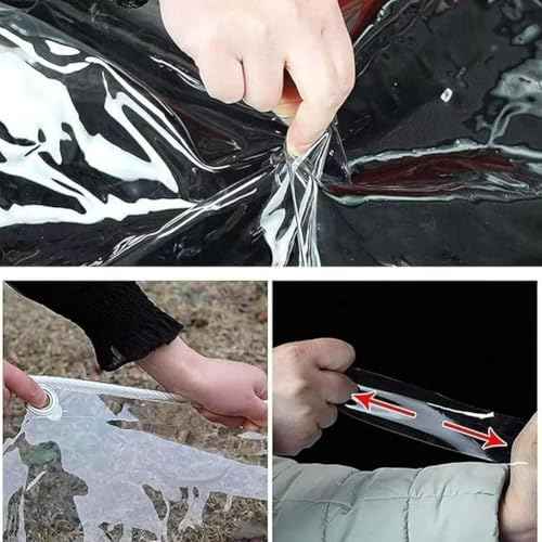 Clear Tarps Heavy Duty PVC, Transparent Tarp Durable Waterproof Dustproof Windproof, Tarpaulin with Grommets & Ropes for Greenhouse, Patio, Garden, Pavilion, Chicken, Porch, Outdoor (6 * 10foot)