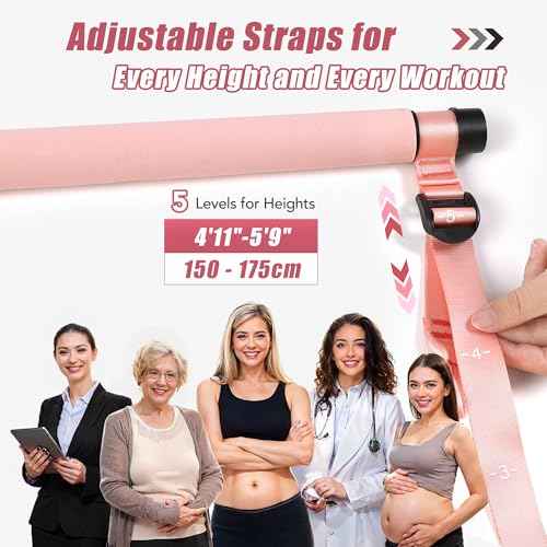 Upgraded Pilates Bar Kit with Resistance Bands Natural Latex for Women & Men, Heavy-Duty Stainless Steel Multifunctional Yoga Pilates Stick for Home Gym Exercise Fitness Equipment Full-Body Workouts
