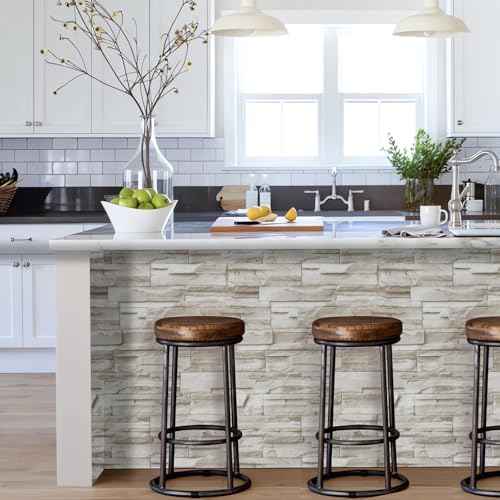 ConCus-T Brick Wallpaper Peel and Stick Wallpaper 17.7" x 118" Faux Stone Wallpaper Brick Contact Paper Self-Adhesive Removable Decorative Wall Paper for Wall Kitchen Backsplash