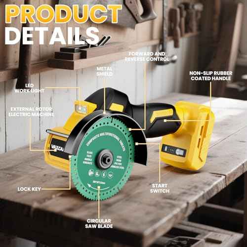 Cordless Cut Off Tool Compatible with DeWalt 20V Max Battery, 18,000 RPM Brushless Motor, 4" Blades (2pcs) with Dust Cover, 1.2mm Max Blade Thickness for Wood/Metal/Plastic¡¼BATTERIES NOT INCLUDED¡½