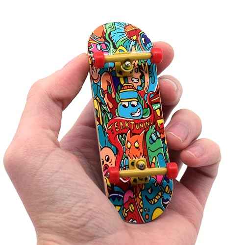 Teak Tuning 32mm Pro Fingerboard Heat Transfer Graphic Complete - Fully Assembled with Pro Level Parts - Pro Shaped Wood Deck (34x97mm), UltraSpin Wheels, Prodigy Trucks - Bubble Bushings & Monsters