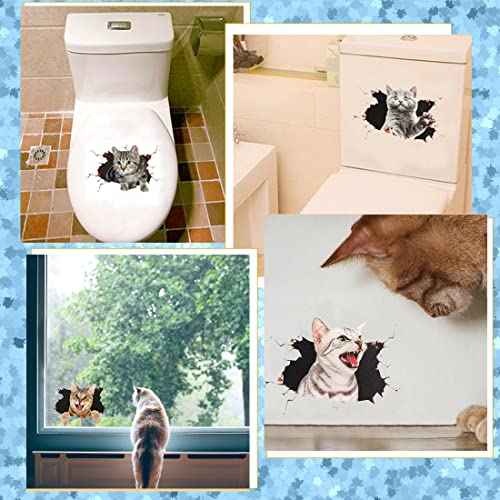 5 Pcs Cat Wall Decals - Wall Stickers for Bedroom, Fridge, Toilet, Car