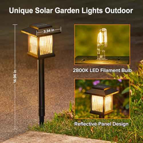 KOOPER 10 Pack Solar Pathway Lights Outdoor, Unique Solar Garden Lights Outdoor Waterproof, Bright Walkway Llights UP to 10 Hours of Lighting Decorative for Landscape Path Driveway Lawn Patio Yard
