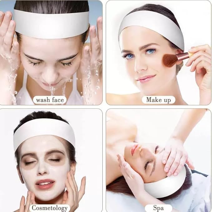 E I F E R 30 Count Disposable Spa Headband for Women, Skincare Facials Headbands for Esthetician Supplies Stretch Headbands for Women's Hair (Black, Black)