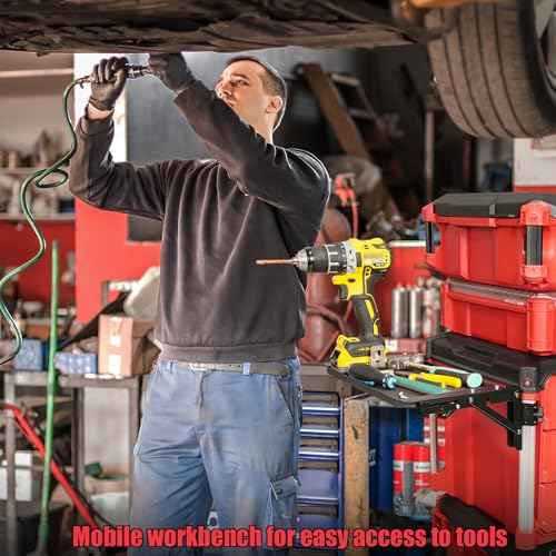 Folding Magnetic Table Compatible with Milwaukee Packout Toolbox,Powerful Magnetic Tool Tray Side on Your PACKOUT System