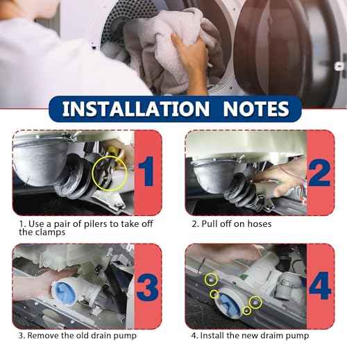 GFW550SSN2WW GFW550SSN0WW Washer Drain Pump and Filter Assembly Fit for GE GFW850SPN0RS GFW550SSN1WW GFW850SPN2RS GFW850SPN5RS GFW650SPN1SN GFW550SSN5WW GFW850SSN1WW GFW850SSN0WW Front-Loading Washers