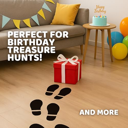 50PCS Black PVC Footprint Stickers ? Waterproof Erasable Stickers for Classroom Office Wall 6.88x2.2 Inch Vinyl Floor Shoes Cutouts